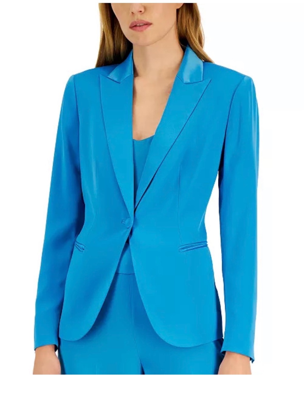 Anne Klein electric Bright Blue Tailored Single-Button Blazer